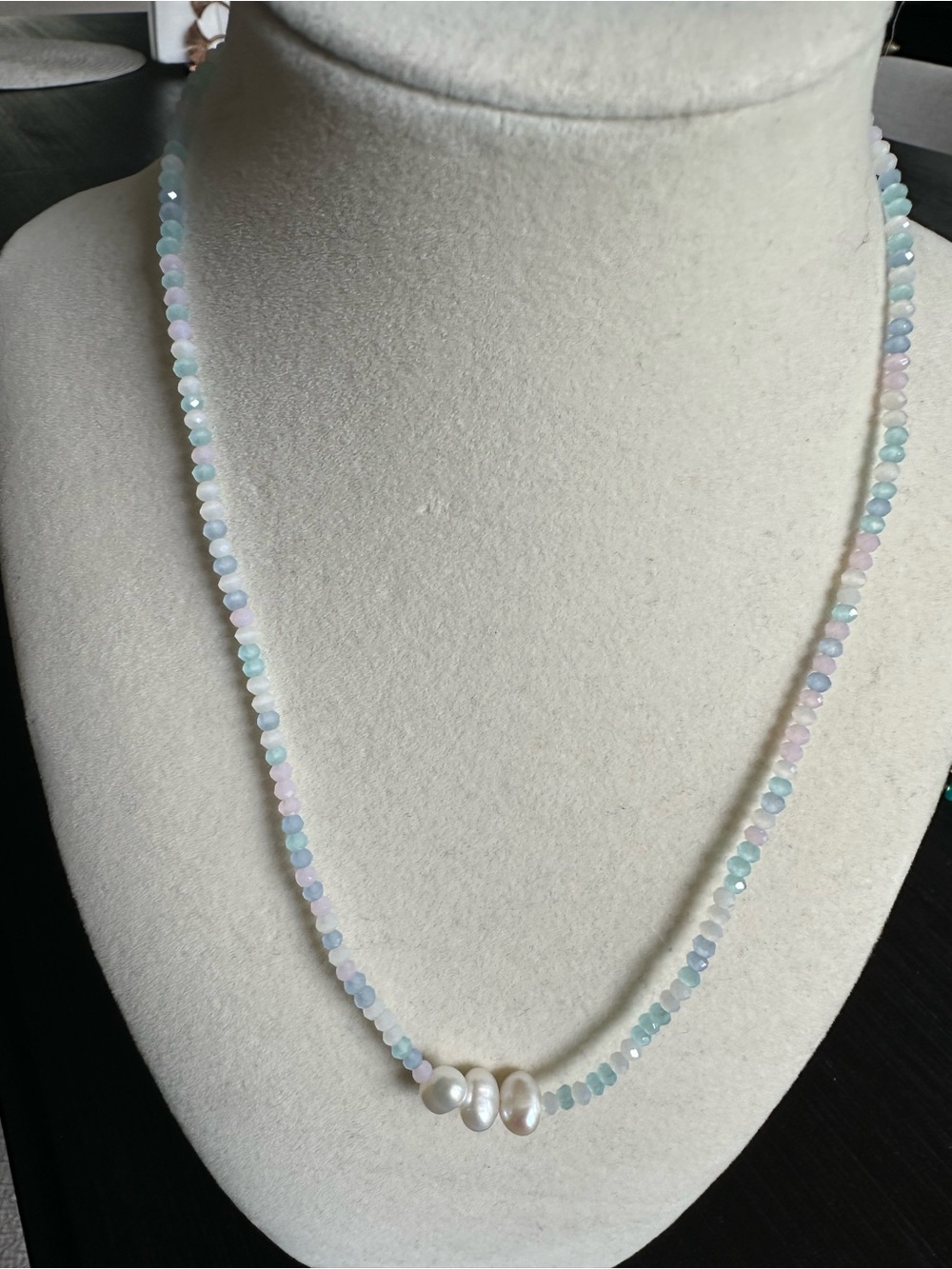 Delicate Pastel Bead Necklace with Pearl Accents